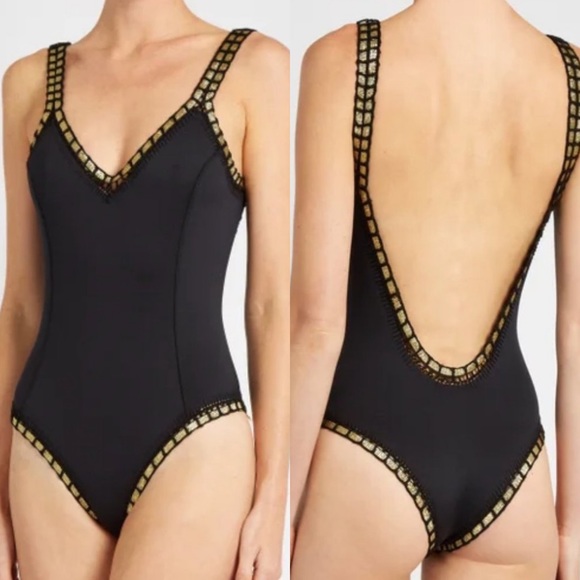 KIINI Black Gold Chacha One Piece Swimsuit size large NEW! New with tags!